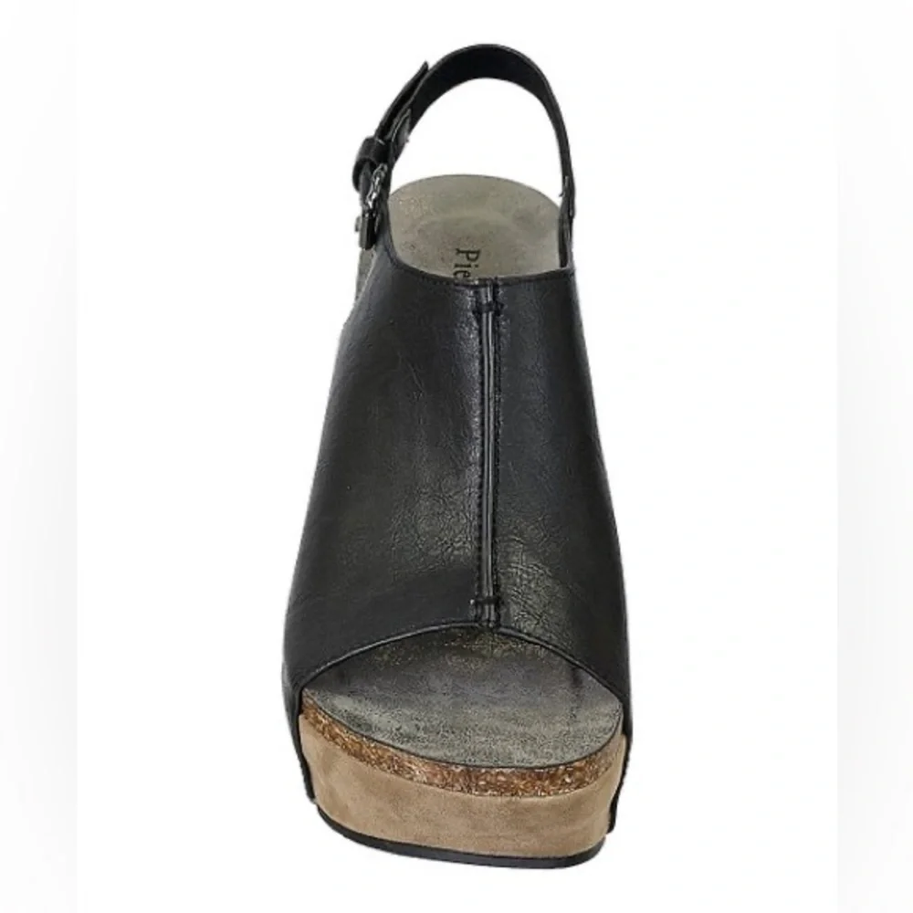 Pierre Dumas | Black Marbled Hester Wedge Peep-Toe Sandal - Women - Picture 5 of 12